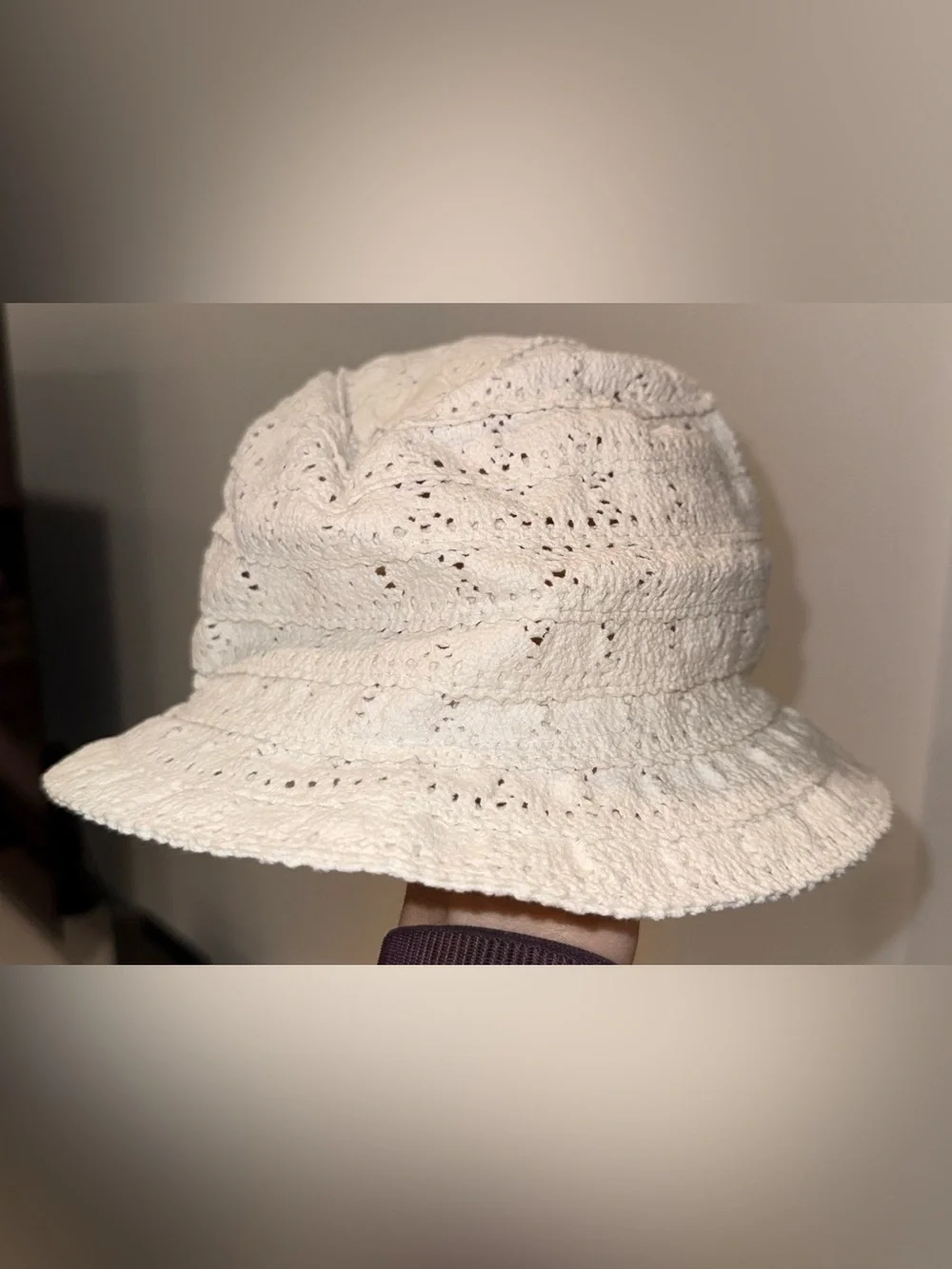 Baby Gap White Eyelet Bucket Sun Hat S/M 100% Cotton Baby Girl NWT Lace Crochet